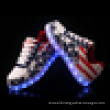 American style flag pattern light up sports shoes for women